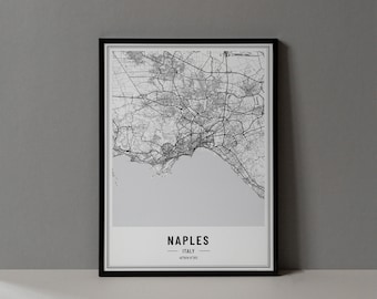 Naples Italy Map Digital Print, Naples Italy Map Poster, Naples Italy Map Wall Art, Naples Art Print, Naples Italy City Coordinates Map Art