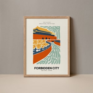 Forbidden City Beijing Poster, Forbidden City Print, Forbidden City Beijing China Travel Poster, Forbidden City Travel Exhibition Trendy Art