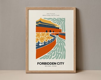 Forbidden City Beijing Poster, Forbidden City Print, Forbidden City Beijing China Travel Poster, Forbidden City Travel Exhibition Trendy Art