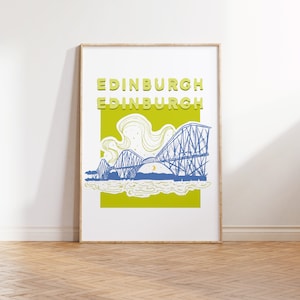 Edinburgh Illustration Digitaler Kunstdruck, Galerie Wandkunst, Wandkunst im Wohnheim, Büro Wandkunst, Bunte Reise Illustration, Fernweh Poster