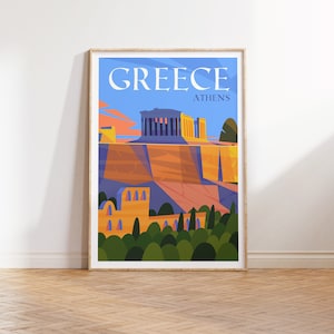 Athens Greece Travel Poster, Athens Greece Print, Athens Greece Poster Digital Download, Athens Greece Travel Gift Illustration Art Athens