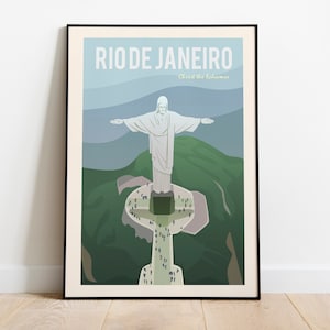 Rio De janeien Reise Poster, Rio Brasilien Galerie Wandkunst, Rio Statue Wandkunst, Rio De janeien Reisedruck, Rio Reisegeschenk Illustration
