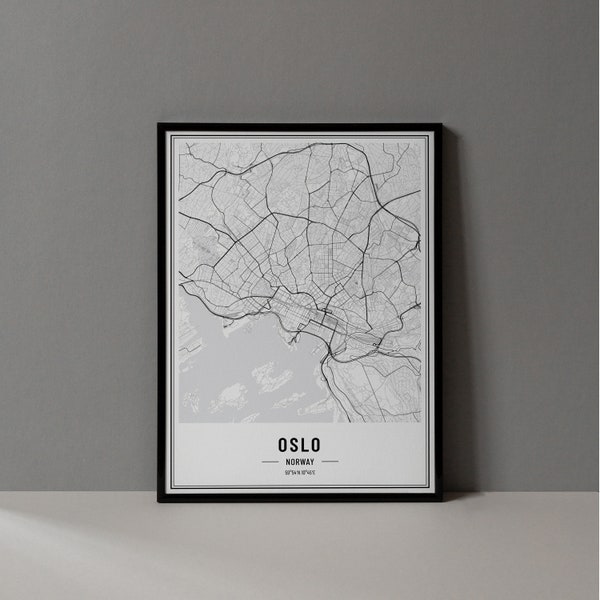 Oslo Norway Map Digital Print, Oslo Map Poster, Oslo Map Wall Art, Oslo Road Map, Oslo Art Print, Oslo City Coordinates, City of Oslo