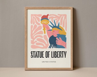 Pôster da Estátua da Liberdade em Nova York, Impressão da Estátua da Liberdade, Pôster da Estátua da Liberdade em Nova York, Pôster de viagem da Estátua da Liberdade em Nova York