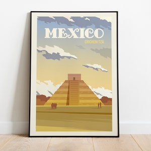 Mexico Travel Poster, Mexico Art Digital Download, Mexico Dorm Wall Art, Mexico Travel Print, Mexico Travel Gift, Mexico Travel Illustration
