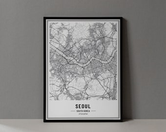 Seoul South Korea Map Digital Print, Seoul South Korea Map Poster, Seoul Map Wall Art, Seoul Road Map, Seoul South Korea Print Poster