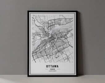 Ottawa Canada Map Art Print: Cityscape Wall Decor (Digital Download)