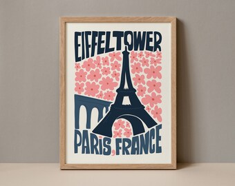 Eiffel Tower France Poster, Eiffel Tower Paris Print, Eiffel Tower Paris France Travel Poster, Eiffel Tower Travel  Exhibition Trendy Art
