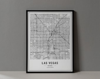 Impressão digital do mapa de Las Vegas Nevada, pôster do mapa de Las Vegas, arte da parede de Las Vegas, impressão de Las Vegas Nevada, coordenadas da cidade de Las Vegas Nevada