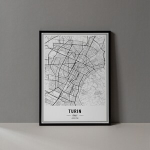 Stampa digitale della mappa di Torino Italia, poster della mappa di Torino Italia, arte della parete della mappa di Torino Italia, stampa artistica di Torino, download della mappa delle coordinate della città di Torino Italia