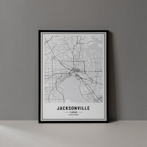Jacksonville Florida kaart digitale print, Jacksonville kaart poster, Jacksonville FL kunst aan de muur, Jacksonville print, Jacksonville stad coördinaten