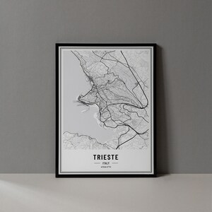 Stampa digitale della mappa di Trieste Italia, Poster della mappa di Trieste Italia, Arte della parete della mappa di Trieste Italia, Stampa d'arte di Trieste, Coordinate della città di Trieste Mappe Art
