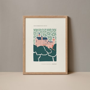 Neuschwanstein Castle Germany Poster, Neuschwanstein Castle Germany Print, Neuschwanstein Castle Normandy France Germany Travel Poster