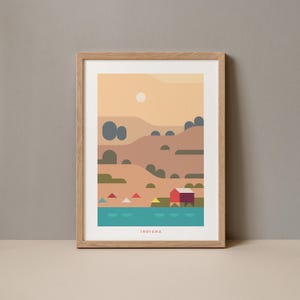 Indiana Geometric Poster, Indiana Print, Indiana Digital Art, Indiana Colorful Poster, Indiana Travel Poster, Indiana Usa Digital Download
