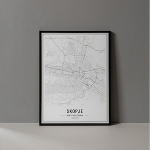 Skopje North Macedonia Map Digital Print, Skopje Map Poster, SkopjeMap Wall Art, Skopje Road Map, Skopje Art Print, Skopje City Coordinates