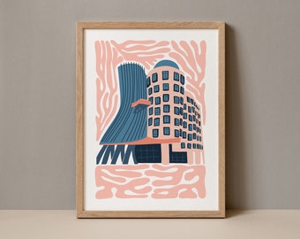 Dancing House Prague Poster, Old Town of Prague Print, Prague Czech Republic Dancing House Travel Poster, Travel Print Exhibition Trendy Art