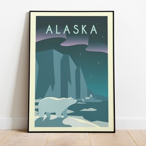 Alaska USA Travel Poster, Alaska Wall Art, Alaska Travel Print, Alaska Wanderlust Poster, Alaska Travel Gift, Alaska Travel Illustration