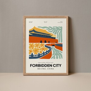 Forbidden City Beijing Poster, Forbidden City Print, Forbidden City Beijing China Travel Poster, Forbidden City Travel Exhibition Trendy Art