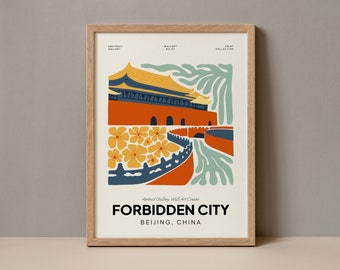Forbidden City Beijing Poster, Forbidden City Print, Forbidden City Beijing China Travel Poster, Forbidden City Travel Exhibition Trendy Art