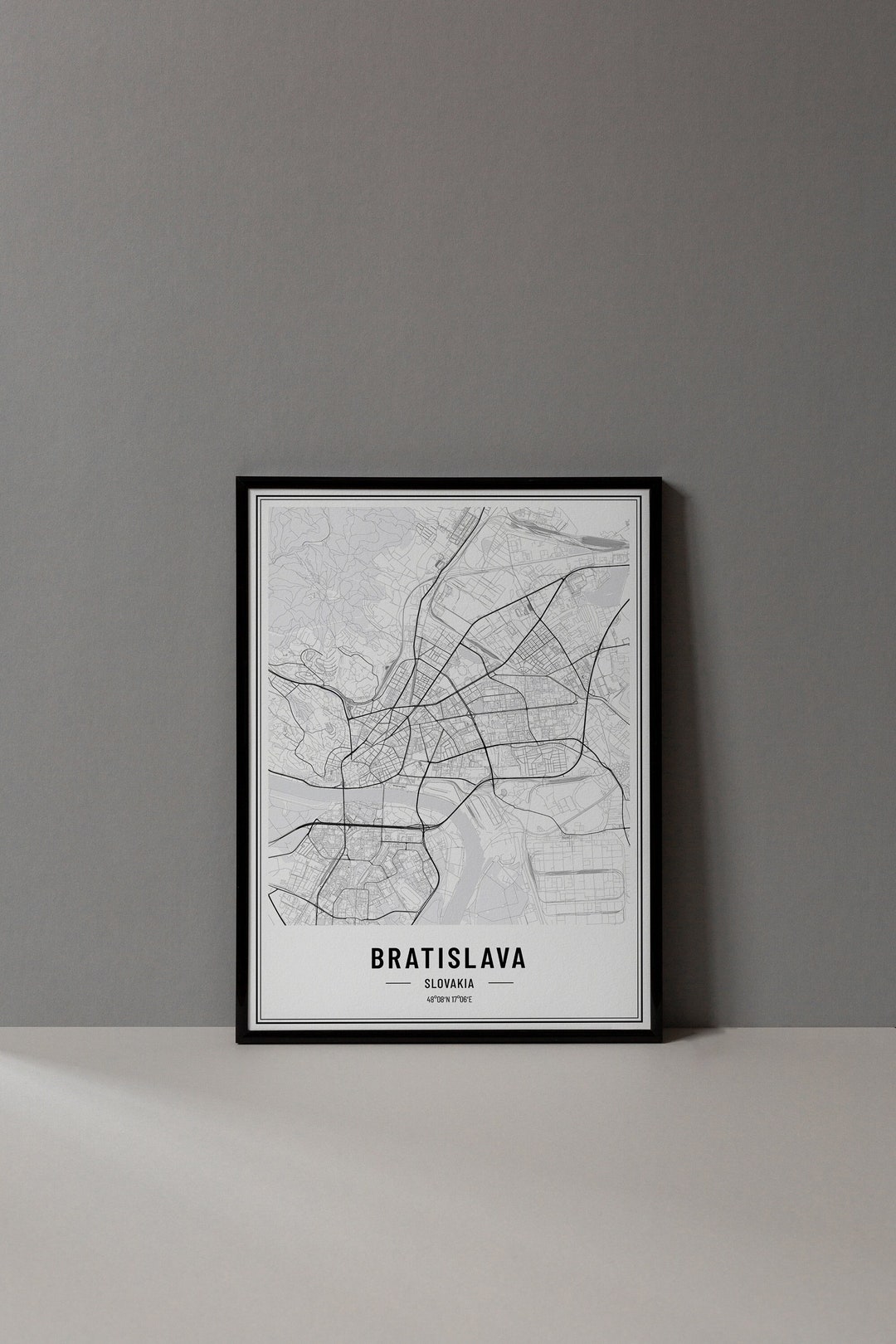 Bratislava Slovakia Map Digital Print, Bratislava Map Poster