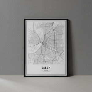 Salem Oregon Map Digital Print, Salem Oregon Map Poster, Salem Oregon Wall Art, Salem Oregon Art Print, Salem Oregon City Coordinates Poster