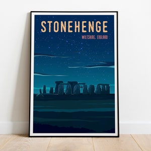 Stonehenge Wiltshire England Reise Poster, Stonehenge Wandkunst, StonehengeReisen Druck, Stonehenge England Reise Illustration Download Kunst