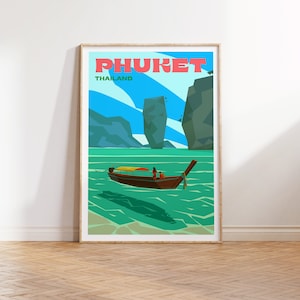 Phuket Thailand Travel Poster, Phuket Thailand Gallery Wall Art, Phuket Thailand Travel Print, Phuket Thailand Travel Illustration Art Print