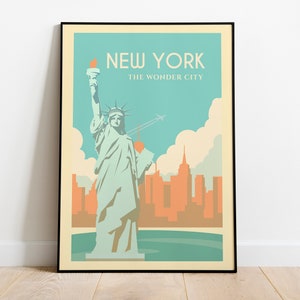 New York Travel Poster, Statue of Liberty Wall Art, New York City Travel Print, NYC  Wanderlust Poster, New York Travel Gift Illustration
