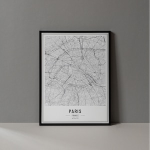 Paris Frankreich Karte Digitaldruck, Paris Karte Poster, Paris Karte Wandkunst, Paris Straßenkarte, Paris Kunstdruck, Paris Stadt Koordinaten, Stadt Paris