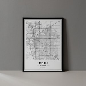 Lincoln Nebraska Map Digital Print,Lincoln Nebraska Map Poster, Lincoln Nebraska Wall Art, Lincoln Print, Lincoln Nebraska City Coordinates