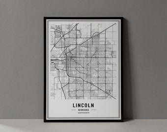 Lincoln Nebraska Map Digital Print,Lincoln Nebraska Map Poster, Lincoln Nebraska Wall Art, Lincoln Print, Lincoln Nebraska City Coordinates