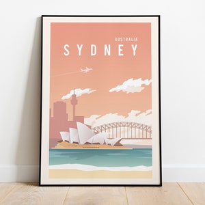 Sydney Australia Travel Poster, Sydney Australia Gallery Wall Art, Sydney Dorm Print, Sydney Australia Art, Travel Print Illustration