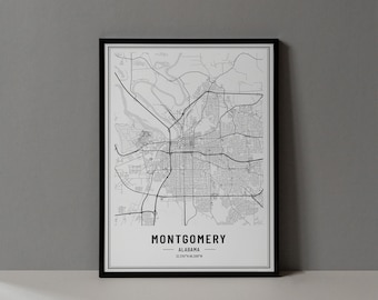 Montgomery Alabama Map Digital Print, Montgomery Alabama Map Poster, Montgomery Wall Art, Montgomery Art Print, Montgomery City Coordinates