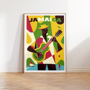 Jamaica Travel Poster, Jamaica Poster Digital Download Art, Jamaica Travel Print Travel Illustration Art, Jamaica Home Decor Travel Poster