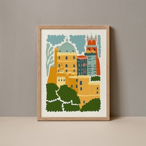Palace of Pena Portugal Poster, Palace of Pena Print, Palace of Pena Portugal Travel Poster, Palace of Pena Portugal Art Digital Download