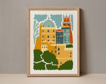 Palace of Pena Portugal Poster, Palace of Pena Print, Palace of Pena Portugal Travel Poster, Palace of Pena Portugal Art Digital Download