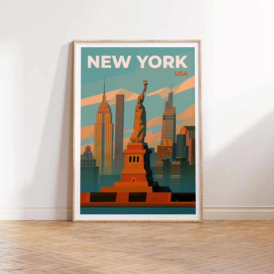 New York Statue of Liberty Travel Poster, New York City Poster Print ...