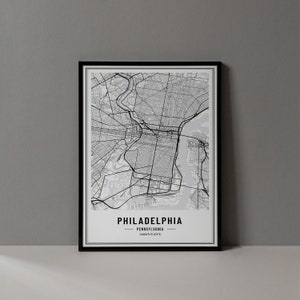 Impresión digital del mapa de Filadelfia, Pensilvania, póster del mapa de Filadelfia, Pensilvania, arte mural de Filadelfia, impresión artística de Filadelfia, coordenadas de la ciudad de Filadelfia, Pensilvania