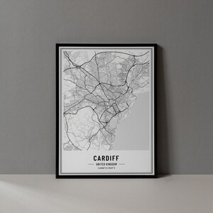 Cardiff UK Karte Digitaldruck, Cardiff Karte Poster, Cardiff England Karte Wandkunst, Cardiff Straßenkarte, Cardiff England Kunstdruck Stadt Koordinaten