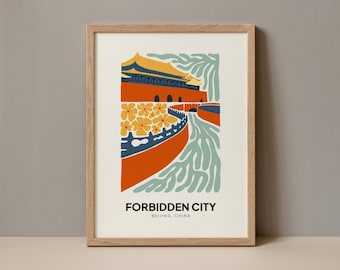 Forbidden City Beijing Poster, Forbidden City Print, Forbidden City Beijing China Travel Poster, Forbidden City Travel Exhibition Trendy Art