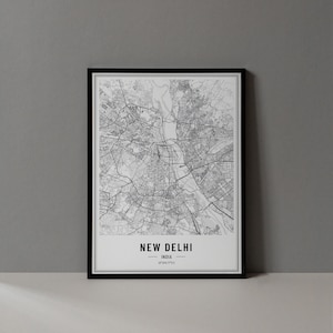 Neue Dehli India Karte Digitaldruck, neue Dehli India Karte Poster, neue Dehli Map Wandkunst, neue Dehli Straßenkarte, neue Dehli India Print Poster