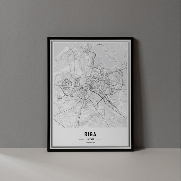 Riga Latvia Map Digital Print, Riga Map Poster, Riga Map Wall Art, Riga Road Map, Riga Art Print, Riga City Coordinates, City of Riga