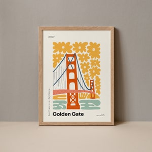 Golden Gate Bridge Poster, Golden Gate Bridge SF Print, Golden Gate Bridge San Francisco Travel Poster, Golden Gate Digital Download Art