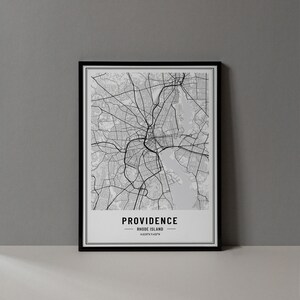 Providence RI Map Digital Print, Providence Rhode Island Map Poster, Providence Wall Art, Providence Art Print, Providence City Coordinates