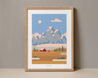 Idaho Geometric Poster, Idaho Print, Idaho Digital Art, Idaho Colorful Poster, Idaho Travel Artwork Poster, Idaho Usa Digital Download