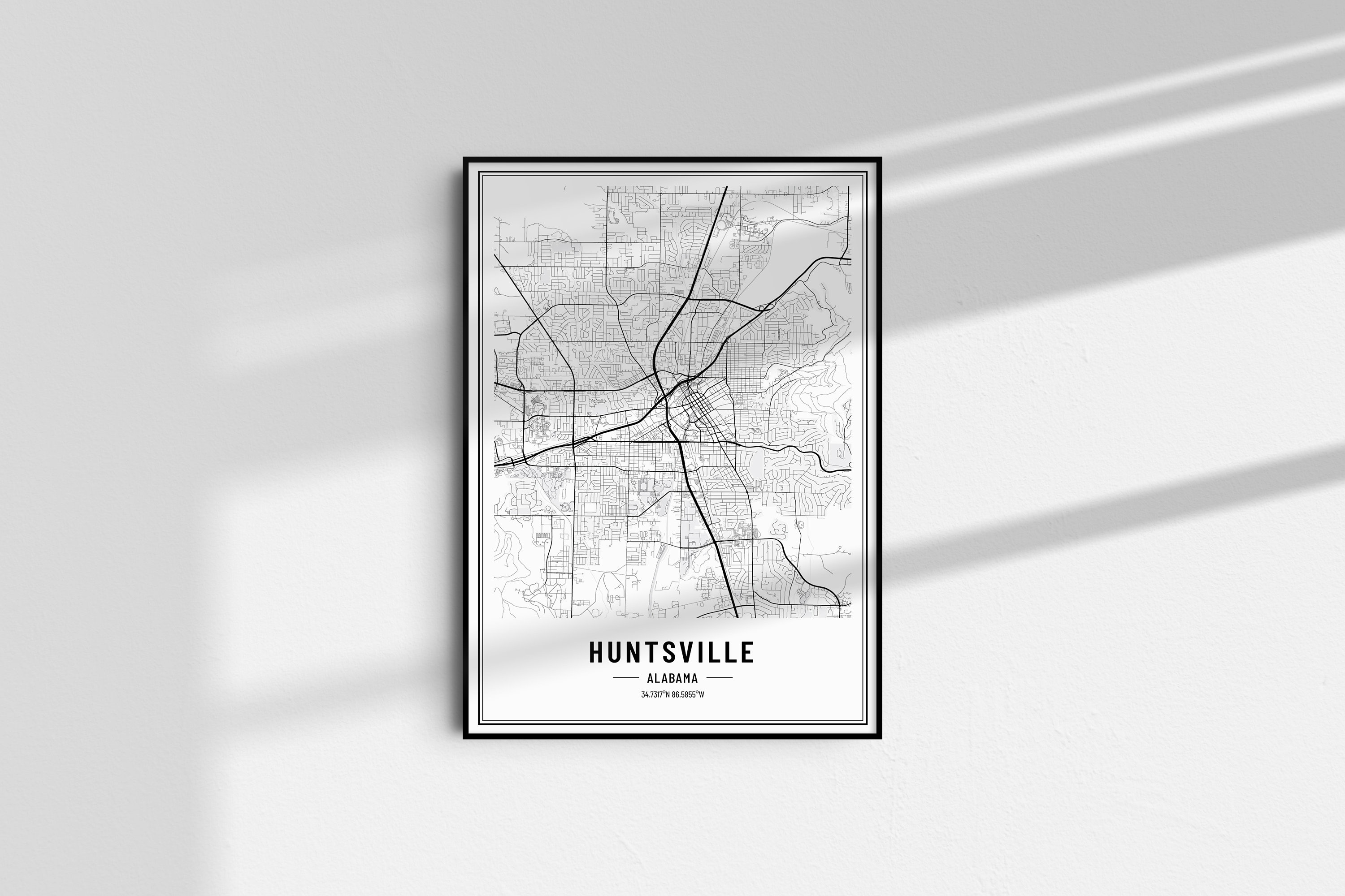 Huntsville Alabama Map Digital Print, Huntsville AL Map Poster ...