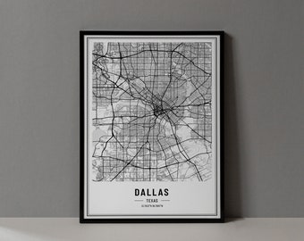 Dallas Texas Map Digital Print, Dallas Texas Map Poster, Dallas Texas Map Wall Art, Dallas Texas Art Print,  Dallas Texas City Coordinates