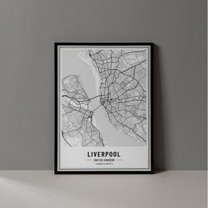Liverpool UK Map Digital Print, Liverpool Map Poster, Liverpool Map Wall Art, Liverpool Road Map, Liverpool England Art Print City
