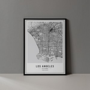 ロサンゼルス カリフォルニア マップ デジタル プリント、ロサンゼルス マップ ポスター、ロサンゼルス CA ウォール アート、ロサンゼルス プリント、ロサンゼルス シティ座標