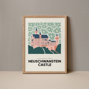 Neuschwanstein Castle Germany Poster, Neuschwanstein Castle Germany Print, Neuschwanstein Castle Normandy France Germany Travel Poster
